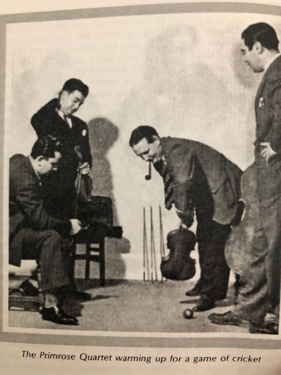 Primrose Quartet warming up for a game of cricket